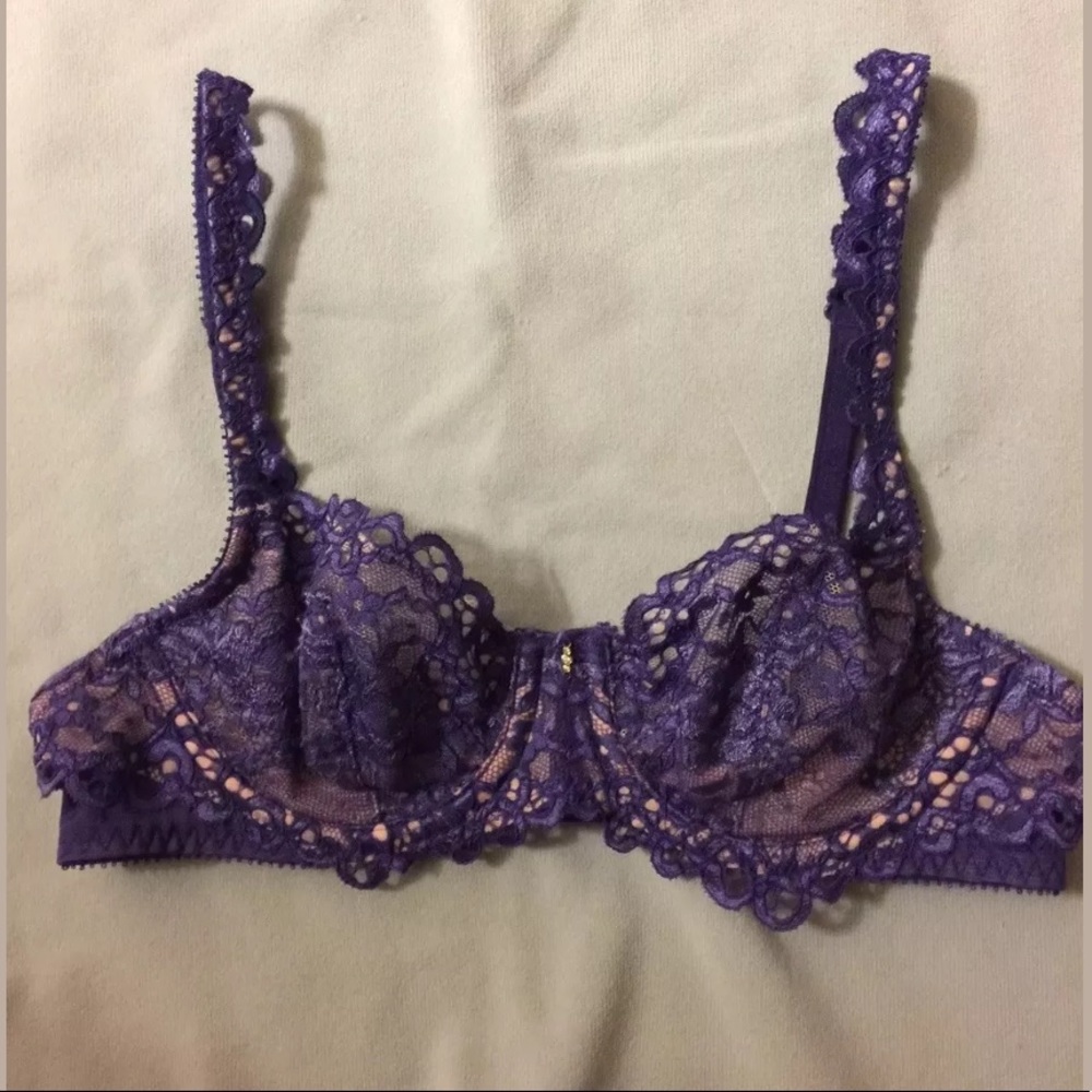 Victoria's Secret 32A Unlined Demi Purple Lace Bra